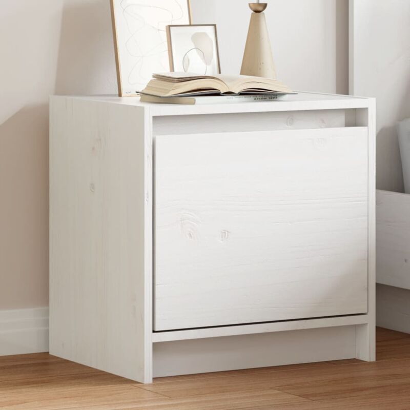 foto del prodotto vidaxl comodino bianco 40x30,5x40 cm in legno massello di pino