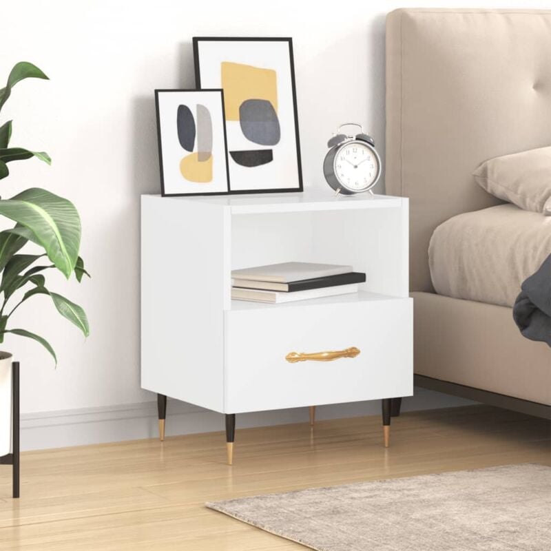 foto del prodotto vidaxl comodino bianco lucido 40x35x47,5 cm in legno multistrato