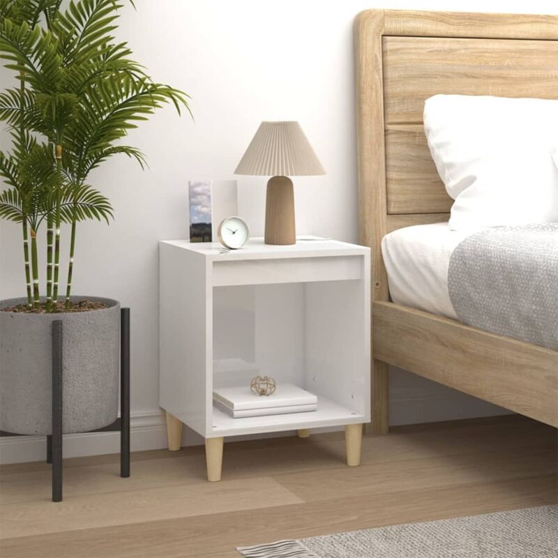 foto del prodotto vidaxl comodino bianco lucido 40x35x50 cm in legno multistrato