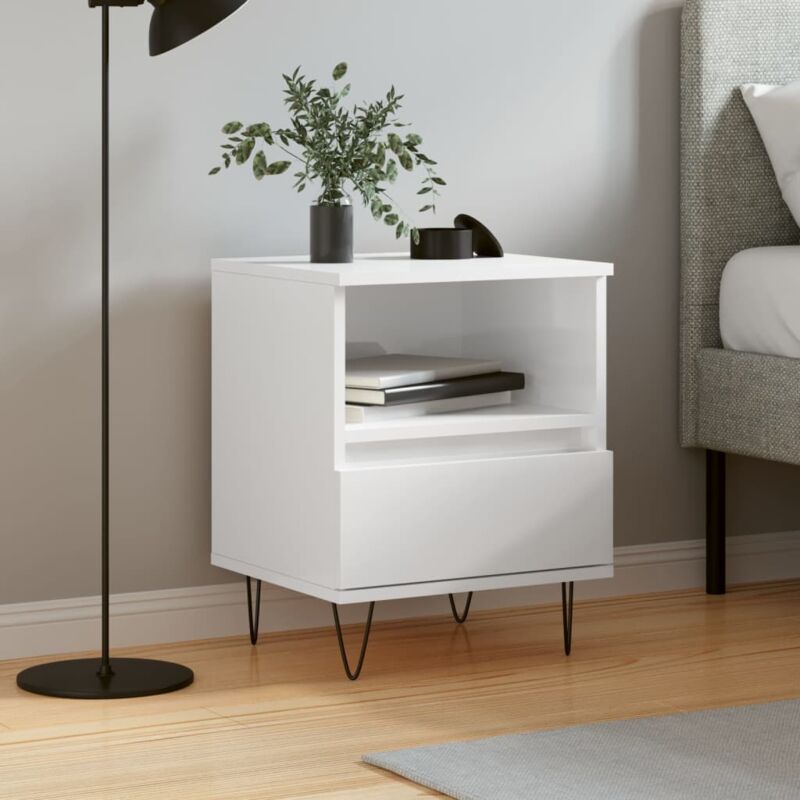 foto del prodotto vidaxl comodino bianco lucido 40x35x50 cm in legno multistrato