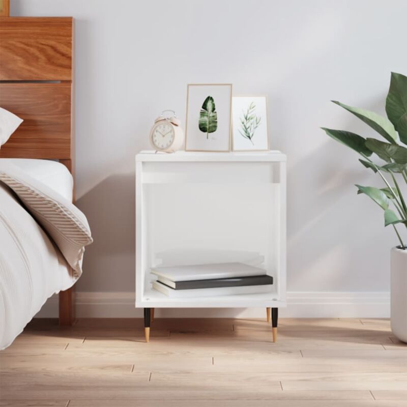 foto del prodotto vidaxl comodino bianco lucido 40x35x50 cm in legno multistrato