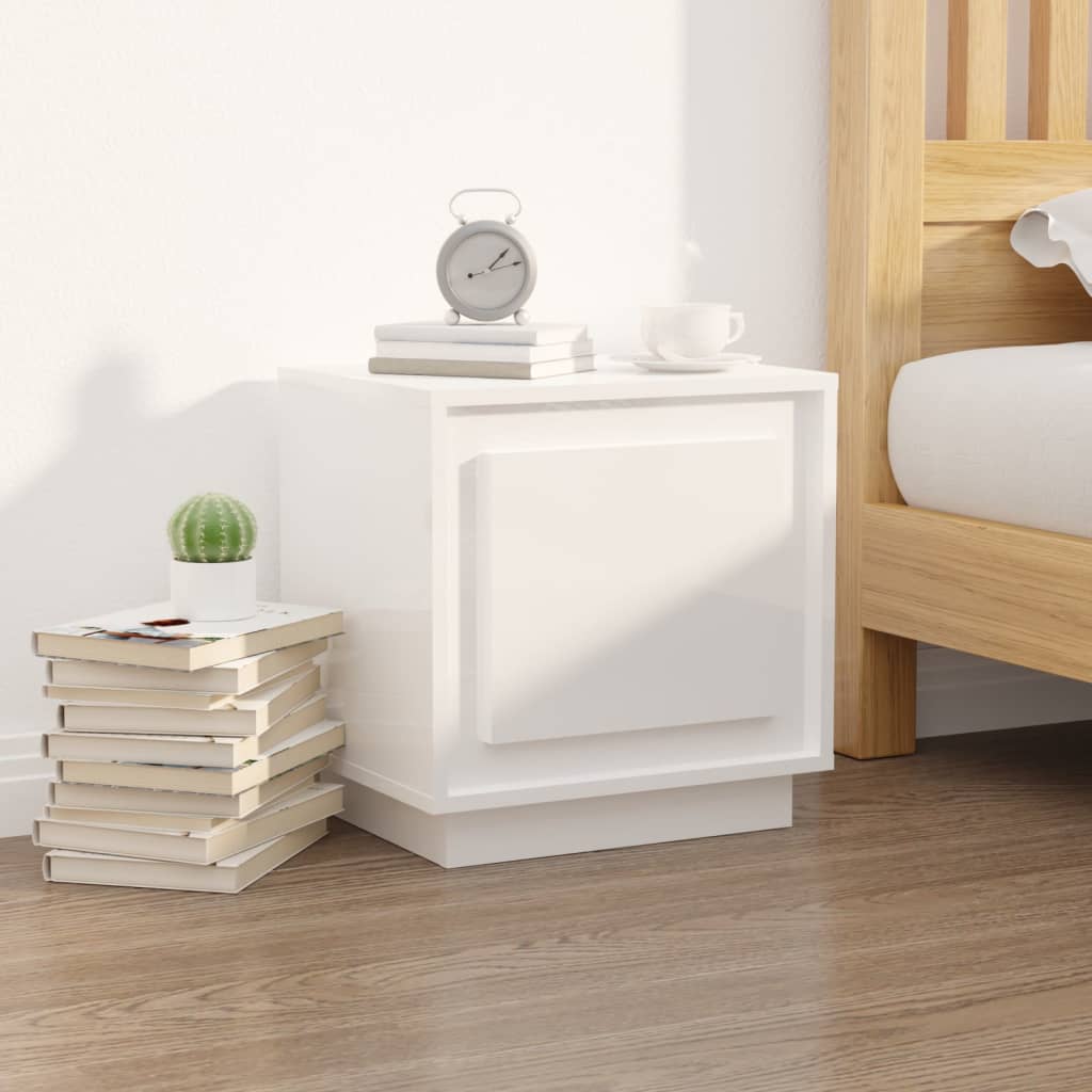 foto del prodotto vidaxl comodino bianco lucido 44x35x45 cm in legno multistrato