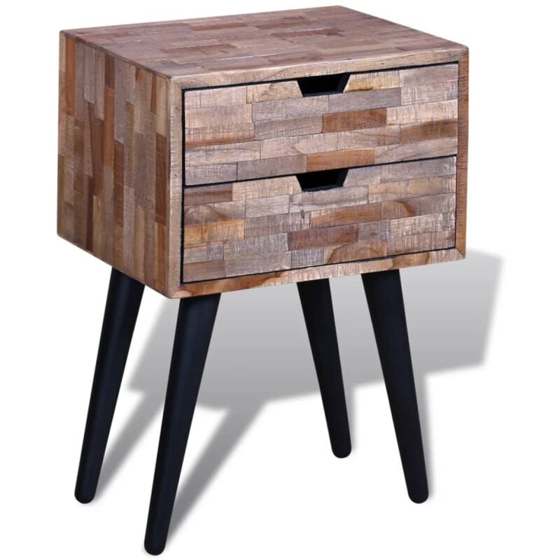 foto del prodotto vidaxl comodino con 2 cassetti in legno di recupero di teak 902336