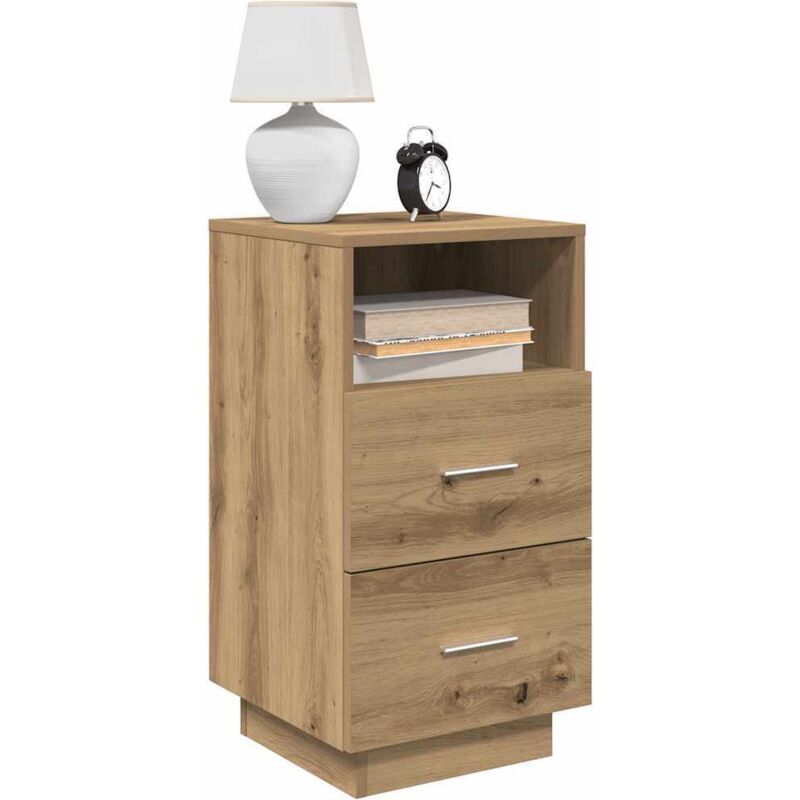 foto del prodotto vidaxl comodino con 2 cassetti rovere artigianale 36x36x68 cm