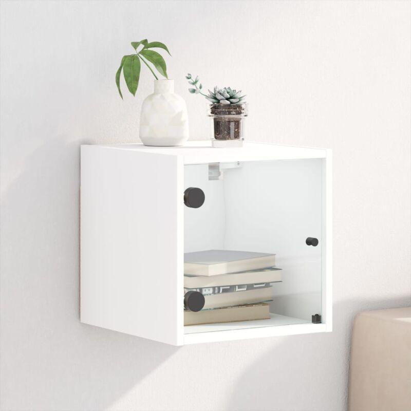 foto del prodotto vidaxl comodino con anta in vetro bianco 35x37x35 cm