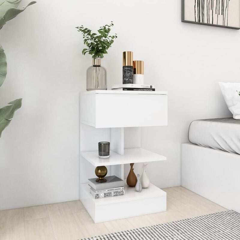 foto del prodotto vidaxl comodino con cassetto e 4 scomparti aperti design moderno vari colori colore bianco