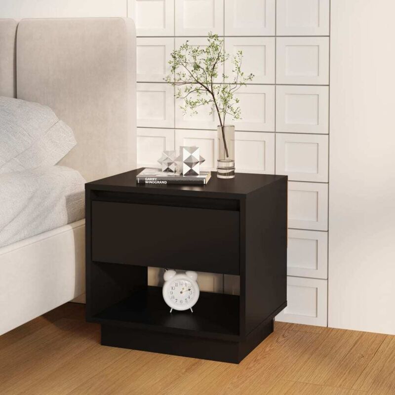 foto del prodotto vidaxl comodino con cassetto e scomparto dall aspetto moderno vari colori colore nero