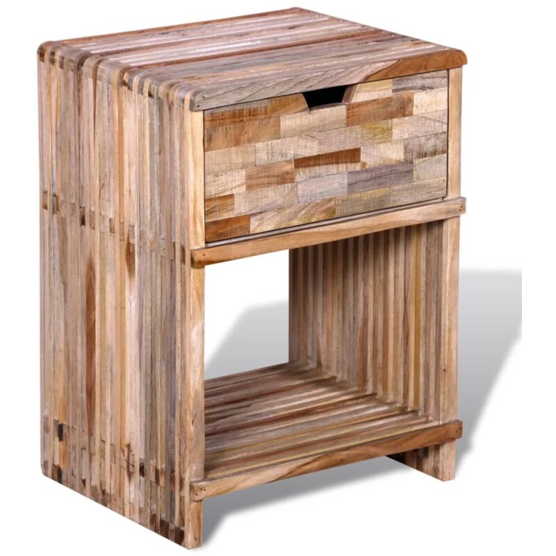 foto del prodotto vidaxl comodino con cassetto in legno di recupero di teak
