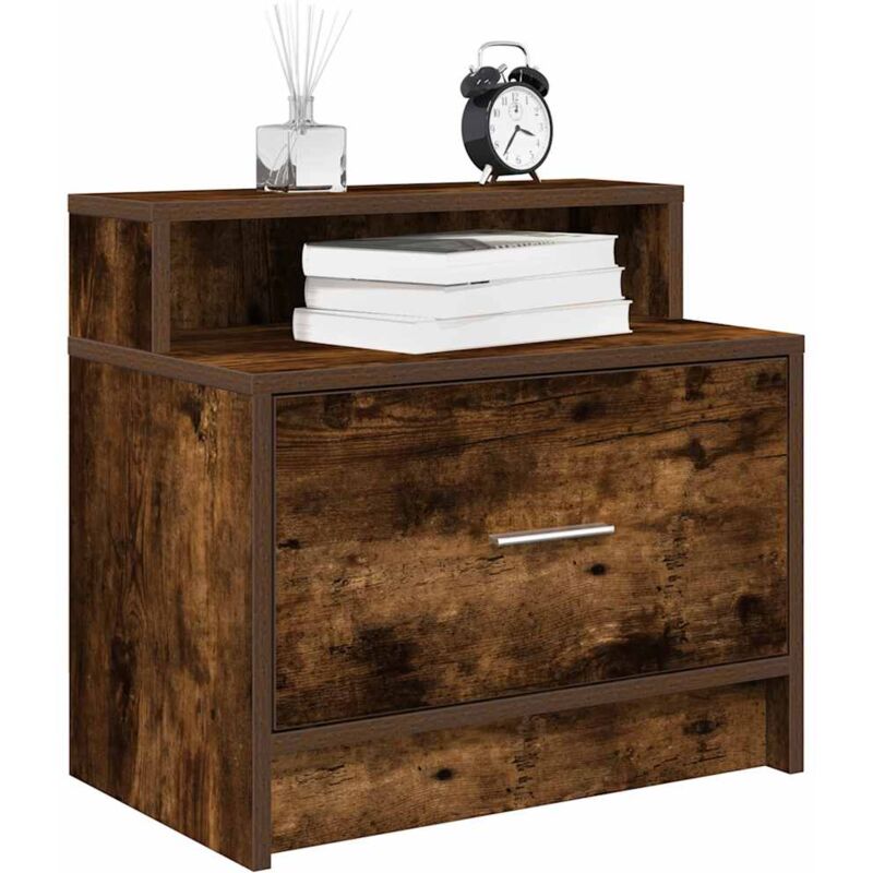foto del prodotto vidaxl comodino con cassetto rovere fumo 51x31x47 cm