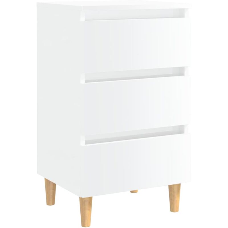 foto del prodotto vidaxl comodino con gambe in legno massello bianco lucido 40x35x69 cm