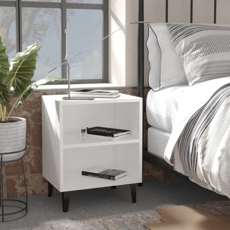 foto del prodotto vidaxl comodino con gambe in metallo bianco 40x30x50 cm