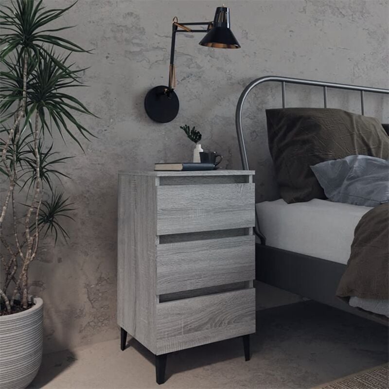 foto del prodotto vidaxl comodino con gambe in metallo e 3 cassetti vari colori colore grigio