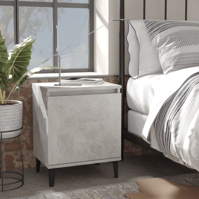 foto del prodotto vidaxl comodino con gambe in metallo grigio cemento 40x30x50 cm