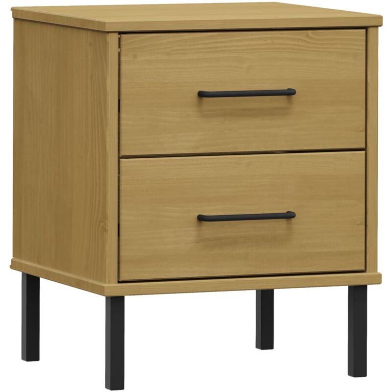 foto del prodotto vidaxl comodino con gambe in metallo marrone legno massello pino oslo