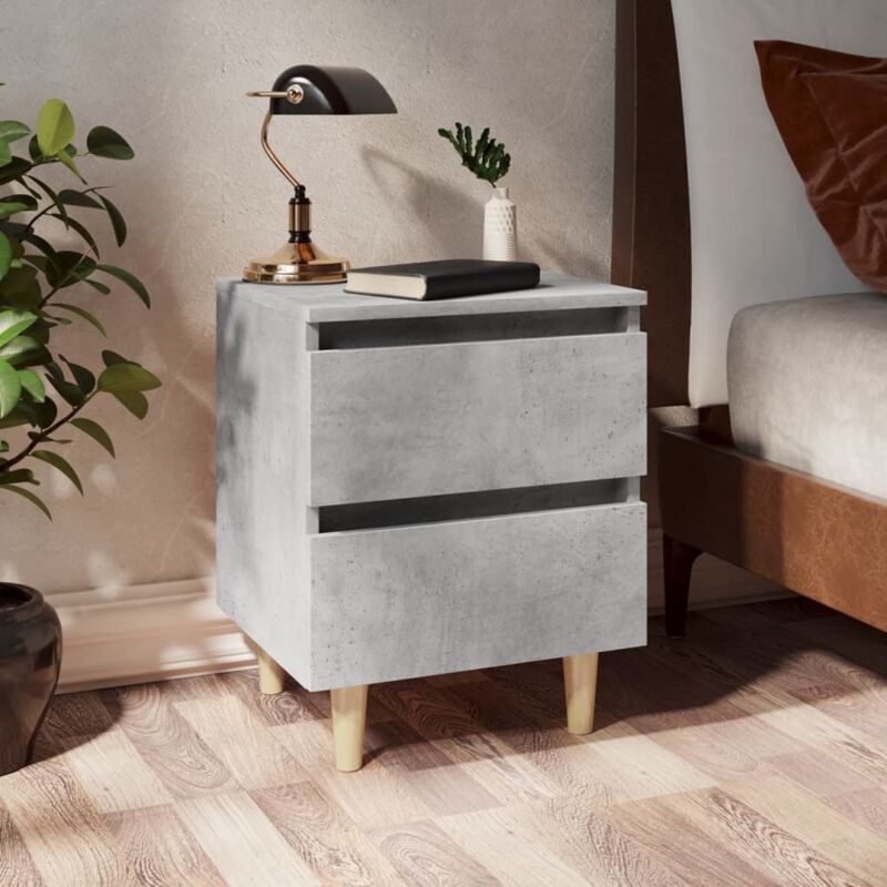 foto del prodotto vidaxl comodino con gambe in pino massello grigio cemento 40x35x50 cm