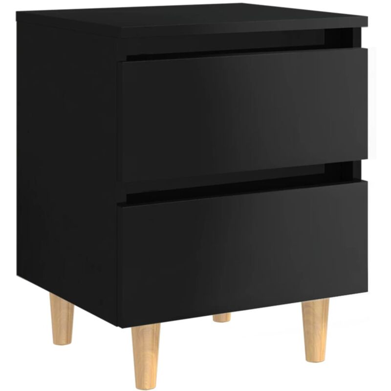 foto del prodotto vidaxl comodino con gambe in pino massello nero lucido 40x35x50 cm