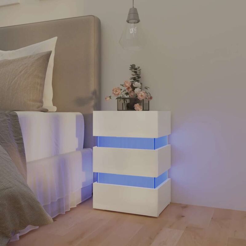 immagine 0 del prodotto vidaxl comodino con led bianco lucido 45x35x67 cm in legno multistrato