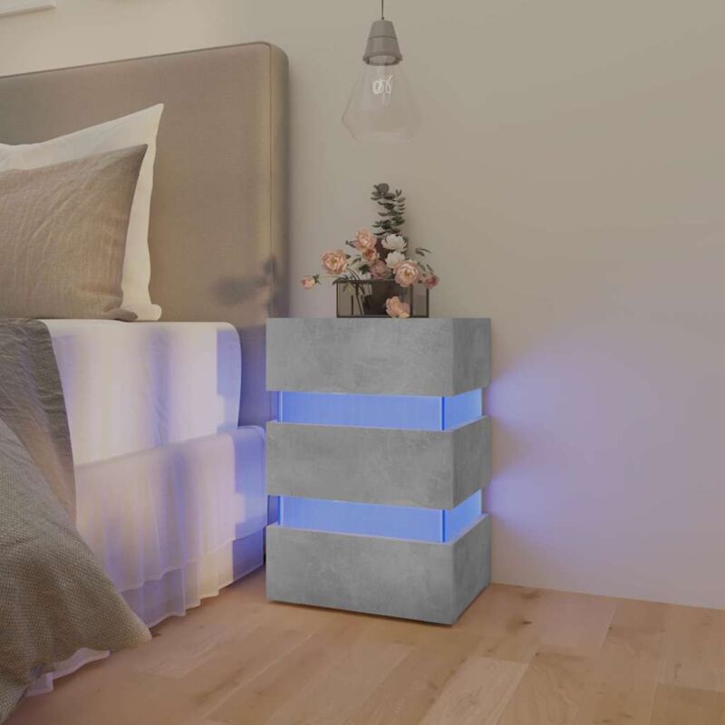 foto del prodotto vidaxl comodino con led grigio cemento 45x35x67cm in legno multistrato