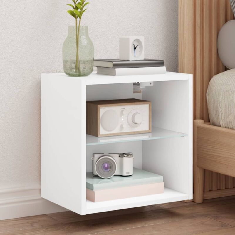 foto del prodotto vidaxl comodino con luci led a parete bianco