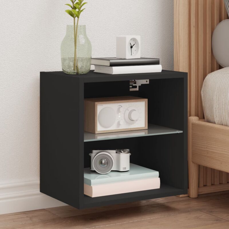 foto del prodotto vidaxl comodino con luci led a parete nero