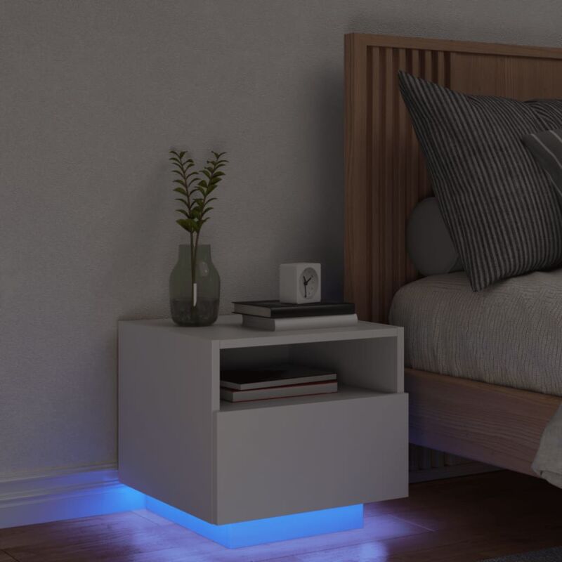 foto del prodotto vidaxl comodino con luci led bianco 40x39x37 cm
