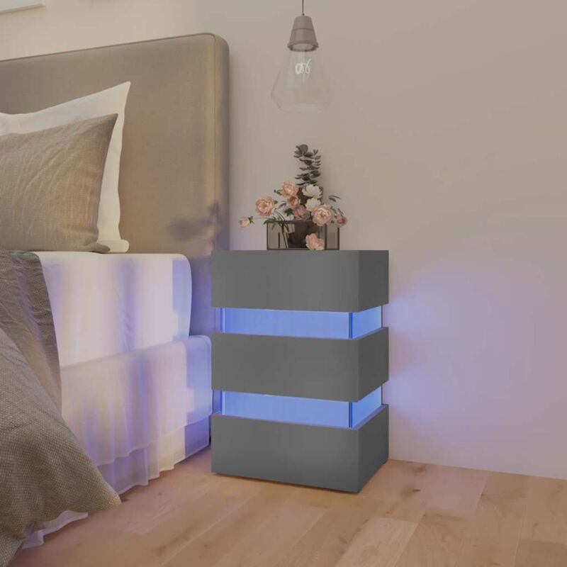 foto del prodotto vidaxl comodino con luci led grigio 45x35x67 cm in legno multistrato