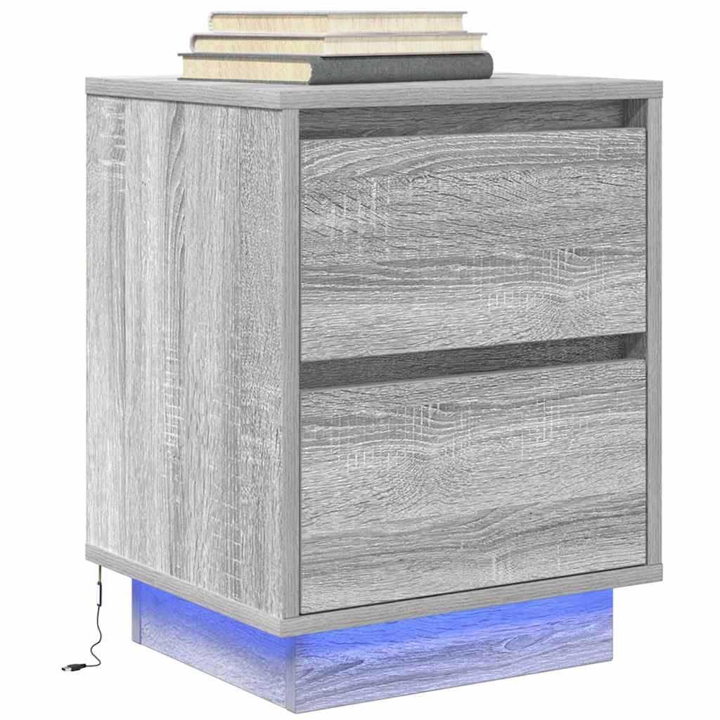 foto del prodotto vidaxl comodino con luci led grigio sonoma 38x34x50 cm