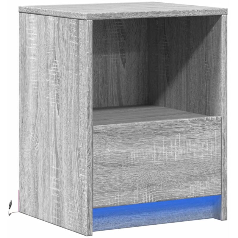 foto del prodotto vidaxl comodino con luci led grigio sonoma in legno multistrato