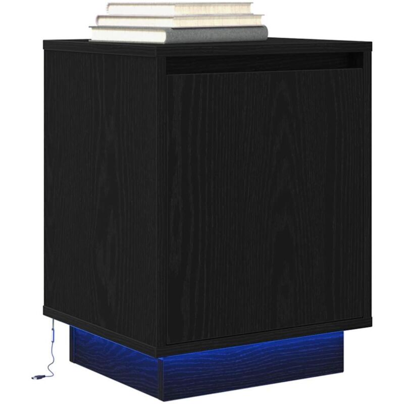 foto del prodotto vidaxl comodino con luci led nero 38x34x50 cm