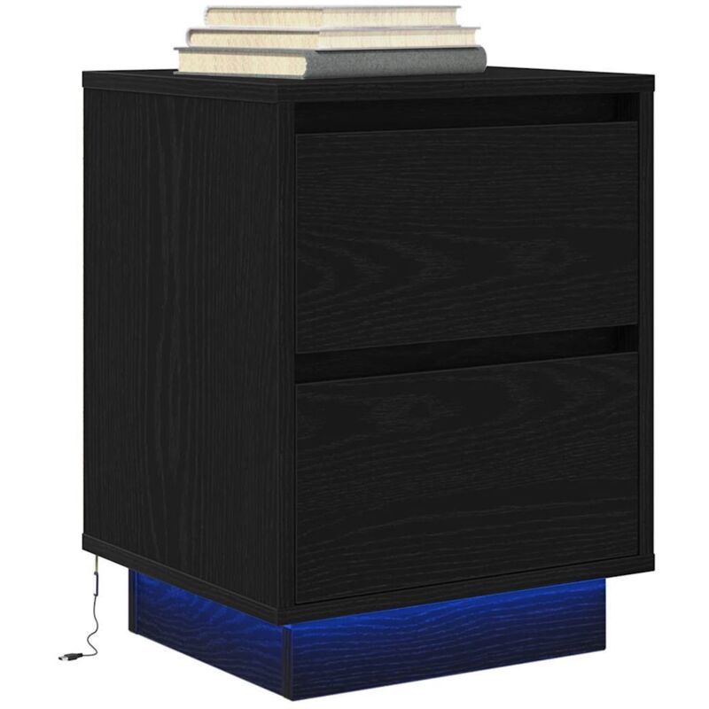 foto del prodotto vidaxl comodino con luci led nero 38x34x50 cm