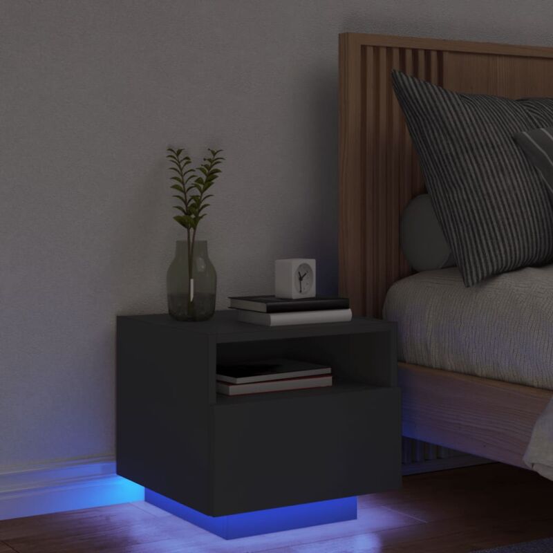 foto del prodotto vidaxl comodino con luci led nero 40x39x37 cm