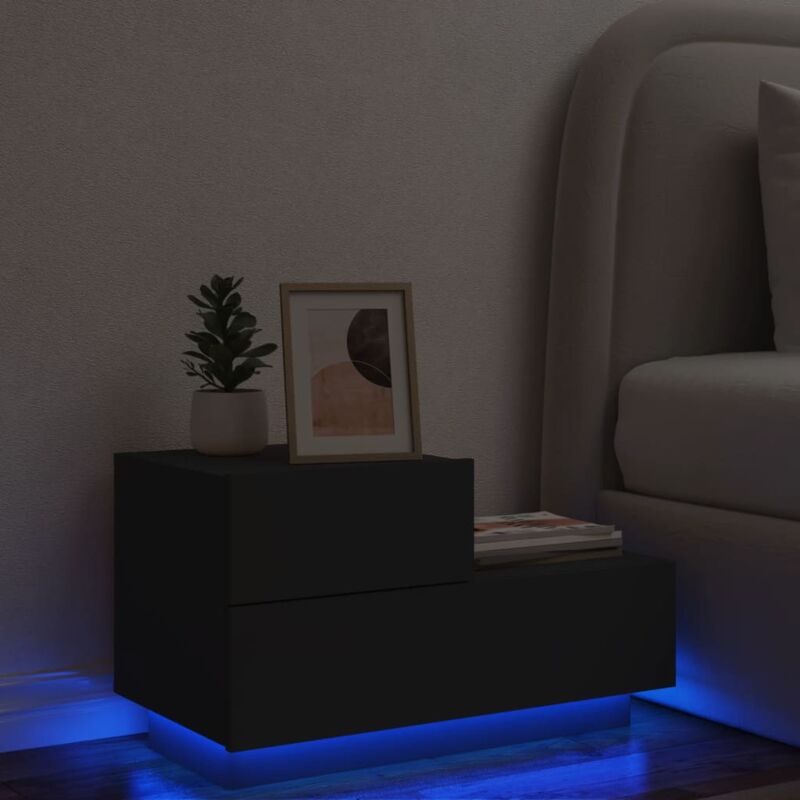 foto del prodotto vidaxl comodino con luci led nero 70x36x40,5 cm