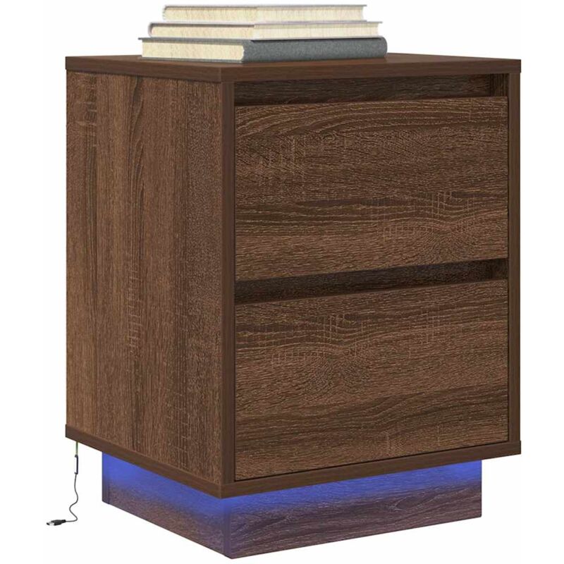 foto del prodotto vidaxl comodino con luci led rovere marrone 38x34x50 cm 898991