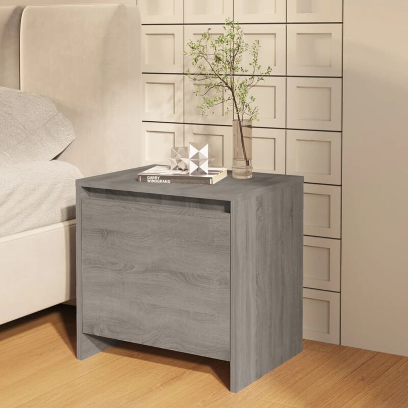 foto del prodotto vidaxl comodino dal design elegante dotato di anta disponibile in varie tonalit colore grigio