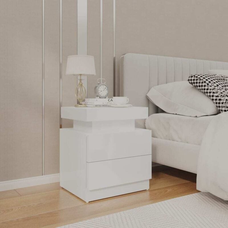 foto del prodotto vidaxl comodino dal design moderno dotato di 2 cassetti disponibile in vari colori colore bianco lucido
