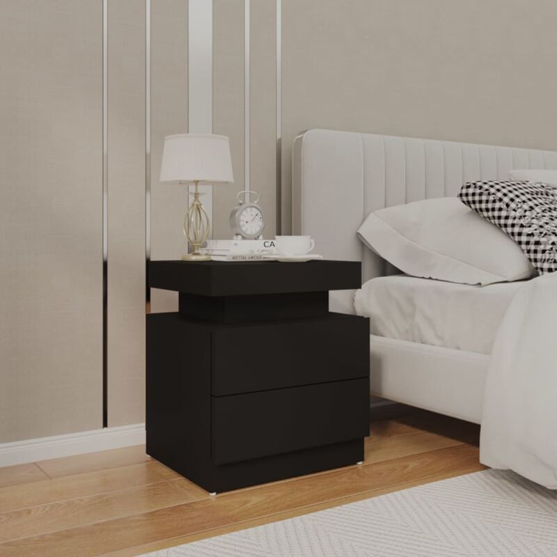foto del prodotto vidaxl comodino dal design moderno dotato di 2 cassetti disponibile in vari colori colore nero