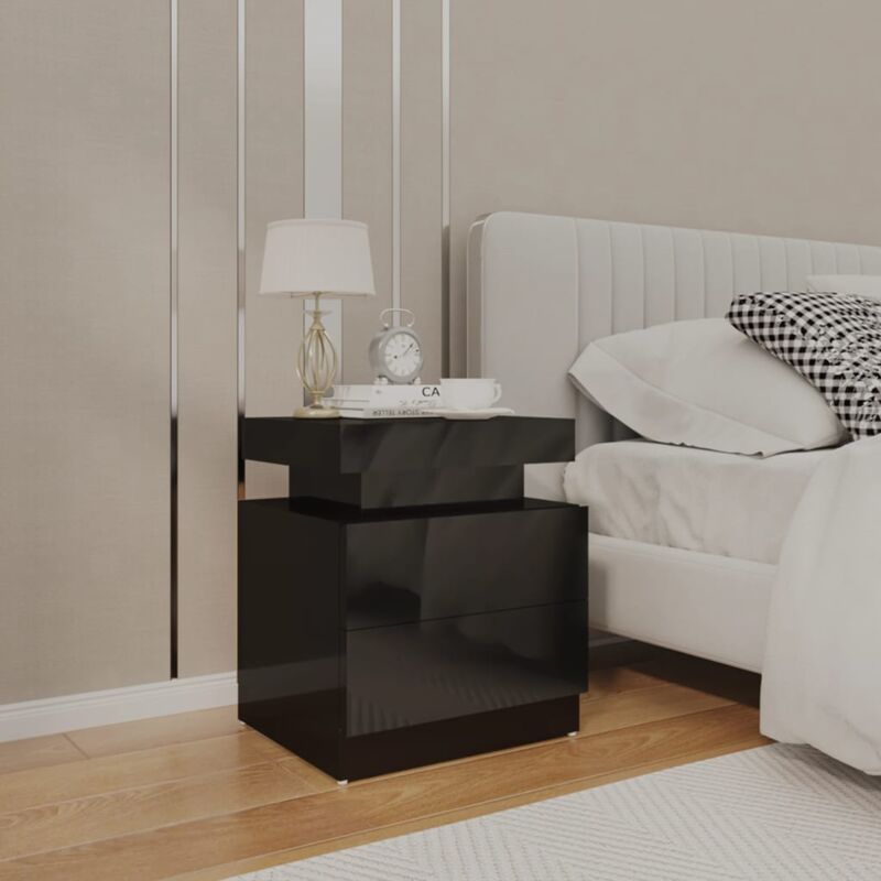 foto del prodotto vidaxl comodino dal design moderno dotato di 2 cassetti disponibile in vari colori colore nero lucido
