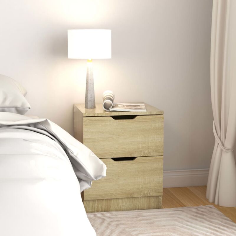 foto del prodotto vidaxl comodino design moderno dotato di 2 cassetti in legno disponibili vari colori colore marrone