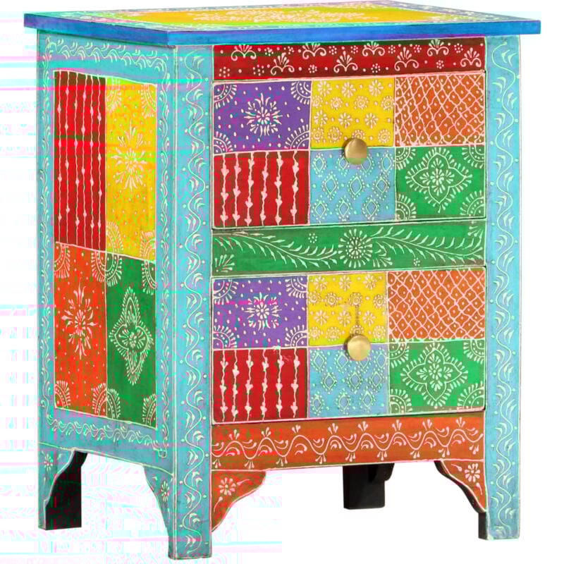 foto del prodotto vidaxl comodino dipinto a mano 40x30x50 cm con 2 cassetti in legno