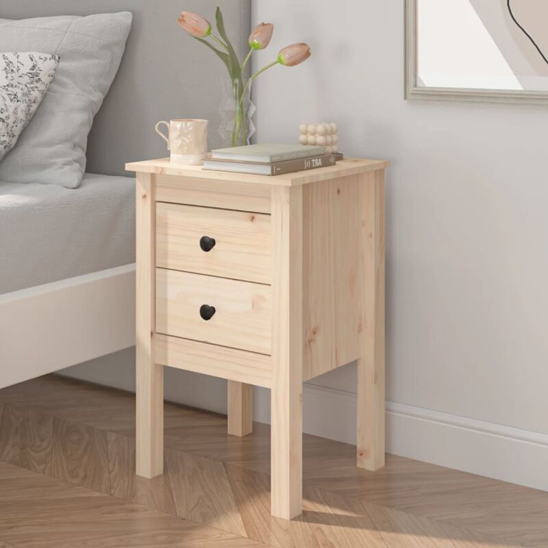 foto del prodotto vidaxl comodino dotato di 2 cassetti in legno di pino vari colori disponibili colore marrone chiaro