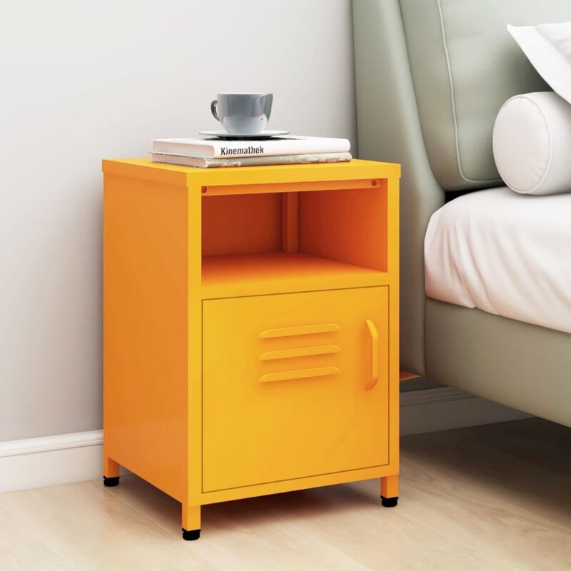 foto del prodotto vidaxl comodino giallo senape 35x35x51 cm in acciaio