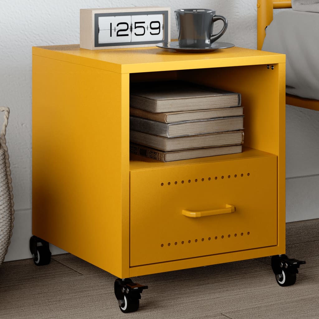 foto del prodotto vidaxl comodino giallo senape 36x39x43,5 cm in acciaio