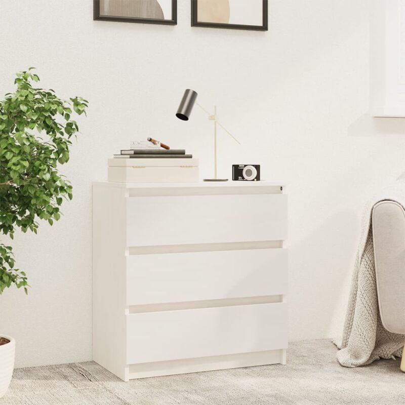 foto del prodotto vidaxl comodino ideale per camera da letto in legno con 3 cassetti vari colori colore bianco