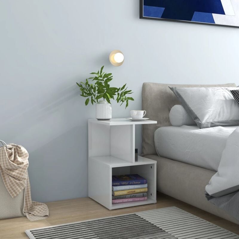 foto del prodotto vidaxl comodino ideale per salotto moderno con scomparti aperti vari colori colore bianco lucido