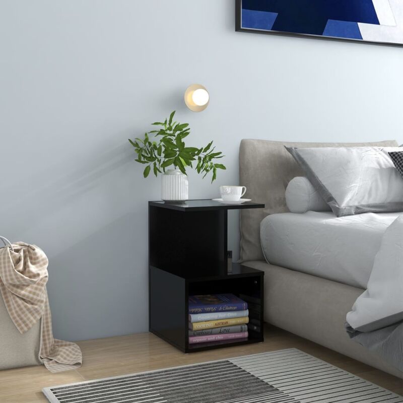 foto del prodotto vidaxl comodino ideale per salotto moderno con scomparti aperti vari colori colore nero