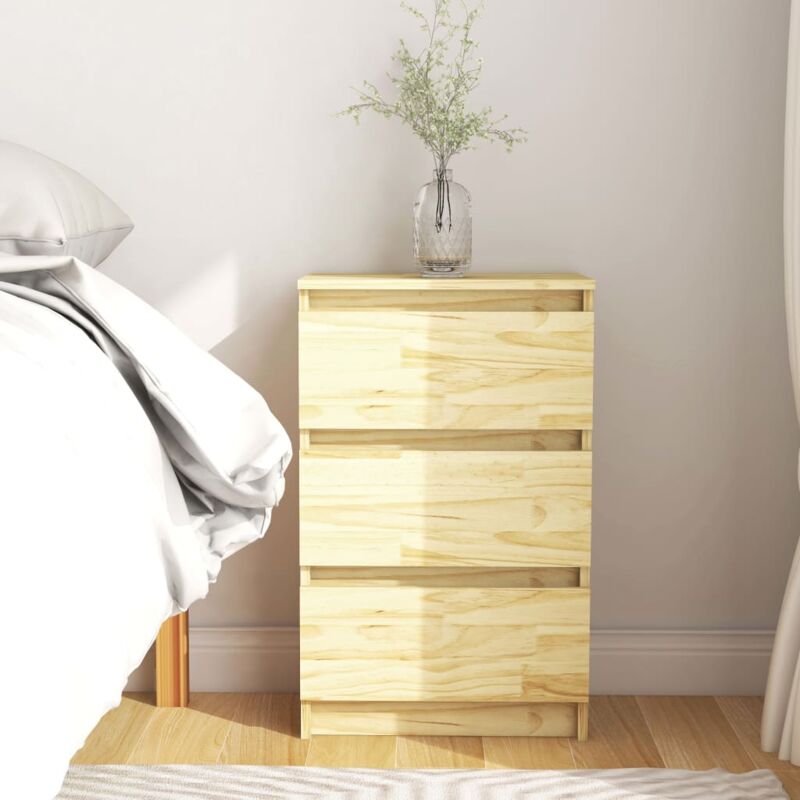 foto del prodotto vidaxl comodino in legno massello di pino elegante con 3 cassetti vari colori colore marrone chiaro