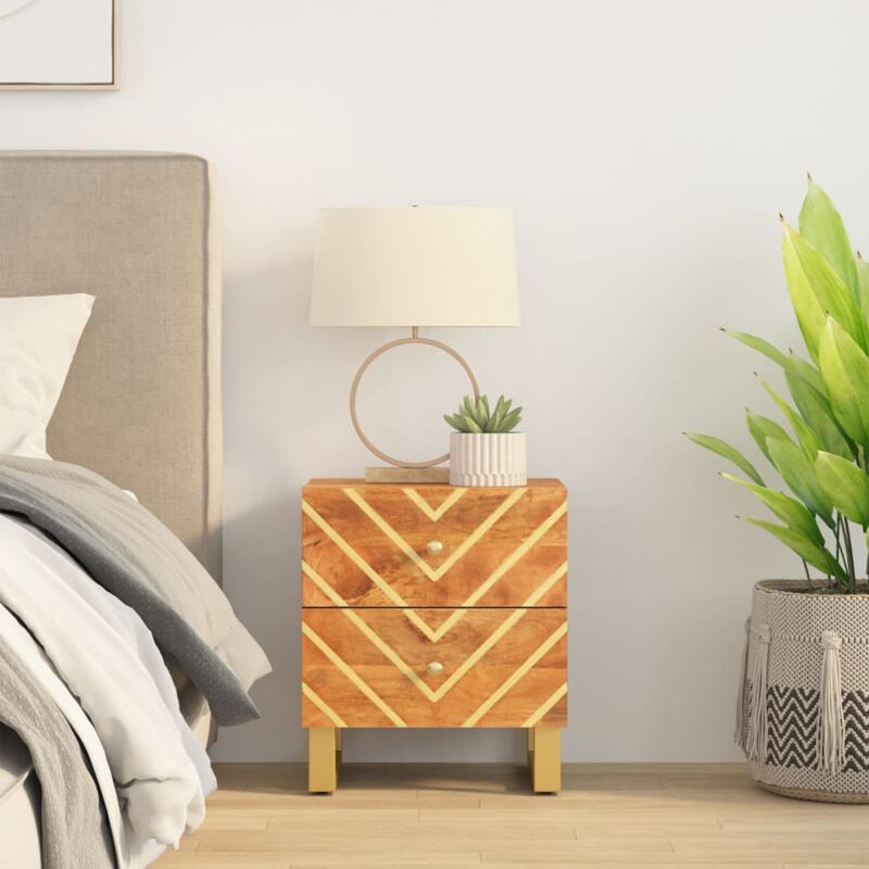 foto del prodotto vidaxl comodino marrone e nero in legno massello di mango 974849