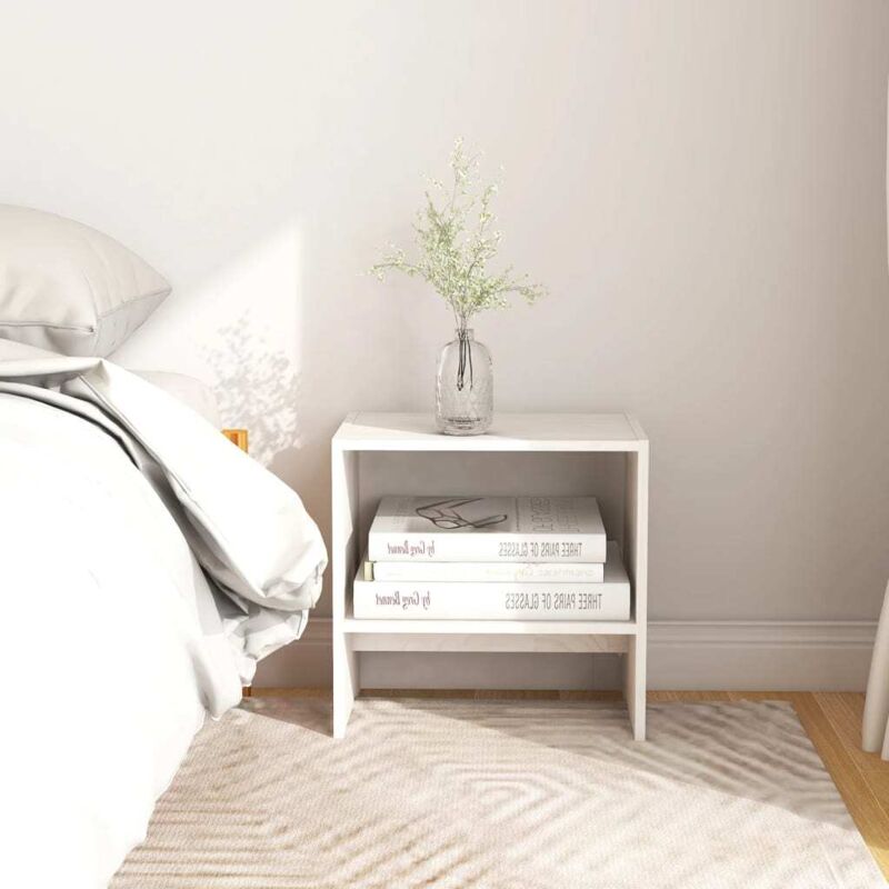 foto del prodotto vidaxl comodino minimal in legno di pino con ripiano inferiore vari colori colore bianco