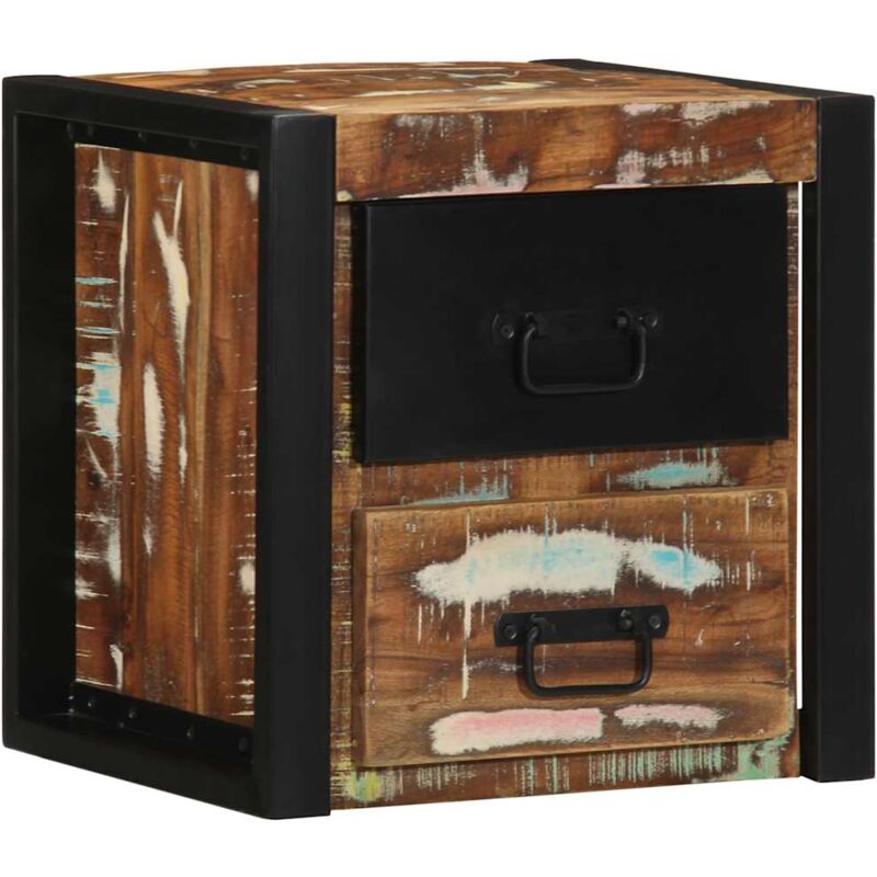 foto del prodotto vidaxl comodino multicolore 40x35x40 cm in legno massello recupero
