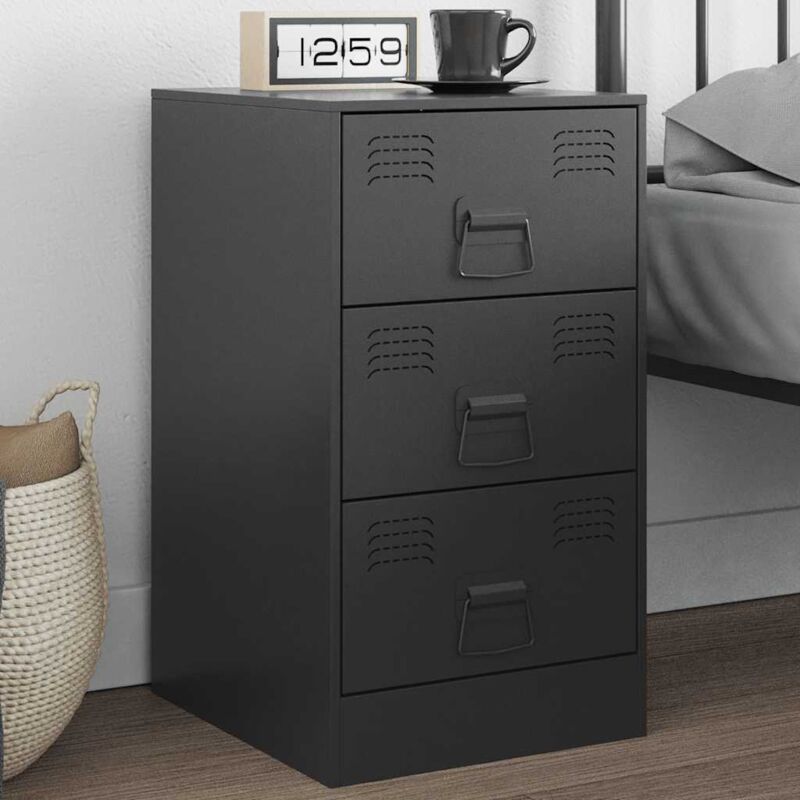 foto del prodotto vidaxl comodino nero 34,5x39x62 cm in acciaio 962787